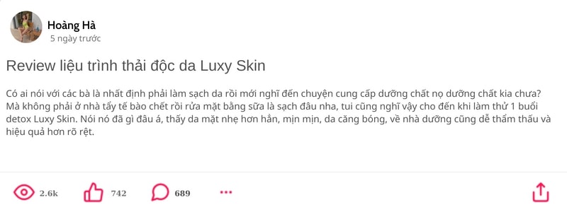 Detox thải độc da Luxy Skin, Luxy Skin