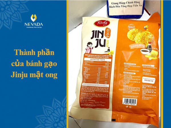 1 cái bánh gạo Jinju bao nhiêu calo, jin ju, chà bông, cốm sữa, mật ong